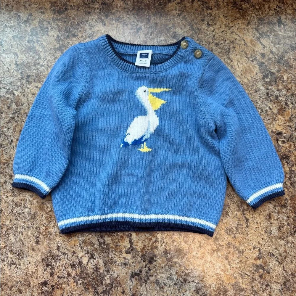 Janie and Jack Cornflower Blue Pelican Sweater